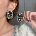 thumbnail image 4 of /Joyería Colorido Geométrico Vintage Cristal Perla Diamantes de imitación /para Negro jinwen Aretes, 4 of 8