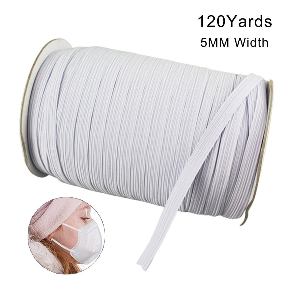 11 Yard 1/8-Inch Earloop Cord,Wide Elastic String Cord Bands Rope Knit Sewing Crafts DIY Handmade Elastic Line 3mm 