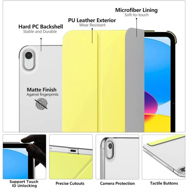 Coque iPad 10e génération 2022, coque arrière translucide en PC rigide avec  support mince pour iPad 10e génération 10.9
