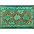 thumbnail image 1 of Ahgly Company Machine Washable Indoor Rectangle Oriental Turquoise Blue Traditional Area Rugs, 6' x 9', 1 of 4