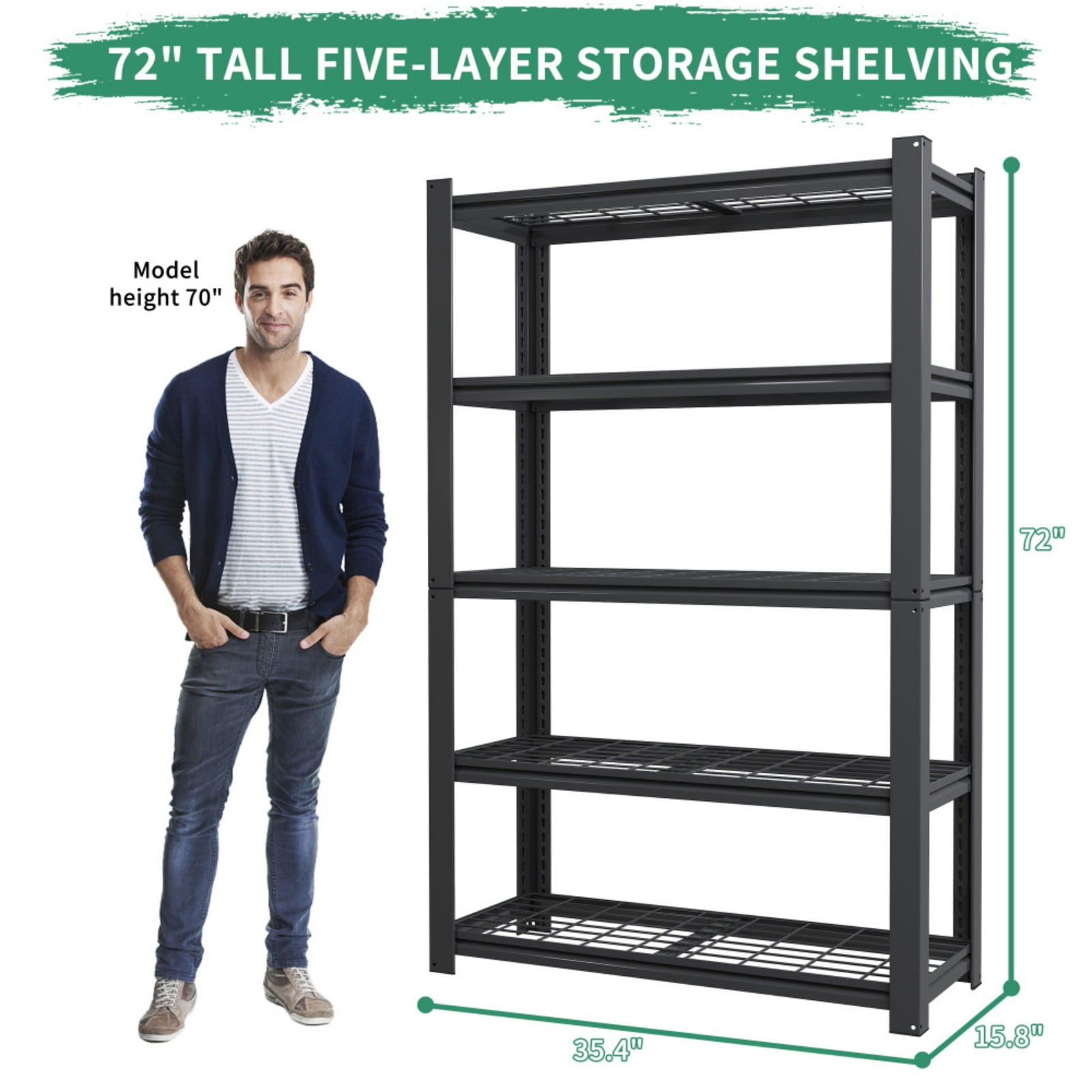 Metal Shelves for Storage Garage Shelving 2000LBS Heavy Duty Storage Shelves Adjustable Garage Shelf Industrial Shelving Unit Storage Utility Rack