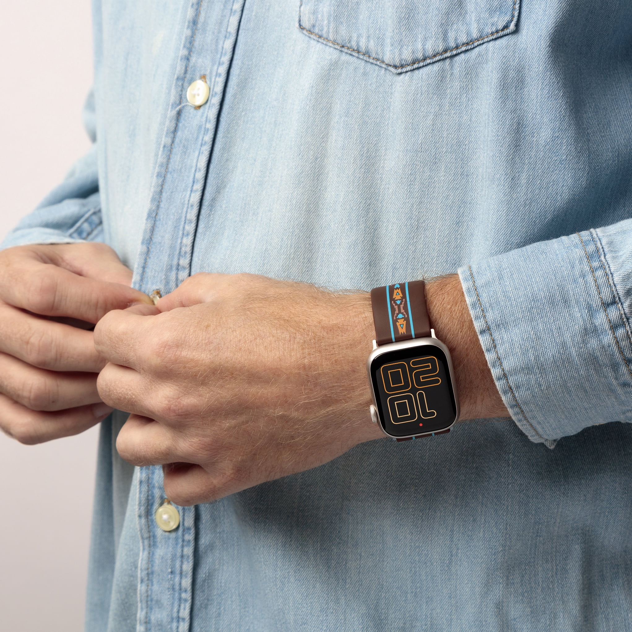 Wrangler® "Aztec" Brown Silicone Band for The Apple Watch®, Western Pattern, Unisex, Fits all Apple Watch® Series and Sizes