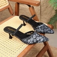 thumbnail image 4 of Aobny Closed Toe Heels Shoes Women Thin High Heels Slip On Shoes Wingtips Shoes Mid Heel Pointy Toe Slingback Black Soft Toe Casual Shoes for Women,Size 37, 4 of 9