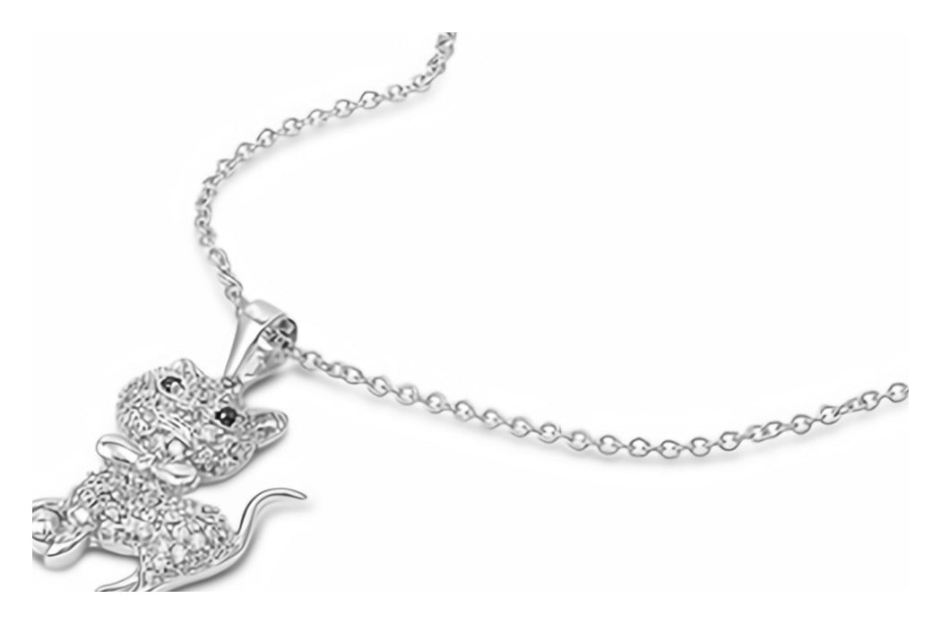 Black & Clear Turtle Glitzs Jewels 925 Sterling Silver Cubic Zirconia Necklace for Women |