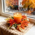 thumbnail image 4 of geerera Fall Candle Ring with Maple Leaves & Berries, Artificial Harvest Wreath for Pillar Candles, Rustic Autumn Tabletop Decor for Thanksgiving Home, 14.2", 4 of 9