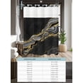 thumbnail image 6 of No Hook Cloth Fabric Shower Curtain with Snap in Liner, Black Marble Waterproof Shower Curtains Set with See Through Top Window, Gold Abstract Vintage Modern Grey Art Bath Curtains Shower 54"x78", 6 of 6