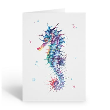 Stonehouse Collection | Watercolor Seahorse Note Card Set | Elegant Ocean-Inspir
