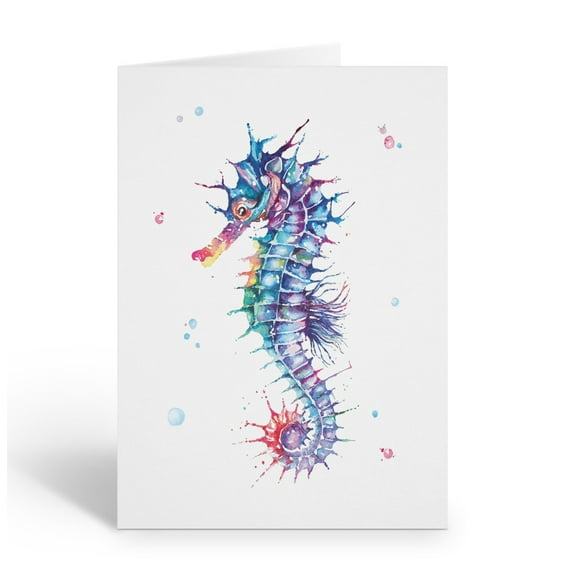 Stonehouse Collection | Watercolor Seahorse Note Card Set | Elegant Ocean-Inspir