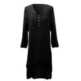 thumbnail image 4 of Black Womens Dresses Irregular Solid Long Dress Sleeve Long Women Casual Loose O-Neck Dress Women's Dresses for Women 2024, 4 of 5