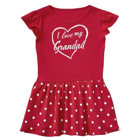 

Inktastic I Love My Grandad in White Chalk Heart Gift Toddler Girl Dress