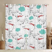 jejeloiu Modern Airplane Curtains Pack of 2 (42x84 Each),Aviation Aircraft Curtains Blackout,Cartoon Clouds Bedroom Curtains For Boys Teens,Ultra Soft Home Decor