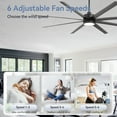 thumbnail image 3 of ALKAFY 84 inch Black Ceiling Fan with LED Light - 8 ABS Blades, 6 Speeds, 3 Color Temps, Bedroom/Living/Kitchen/Dining, 3 of 11