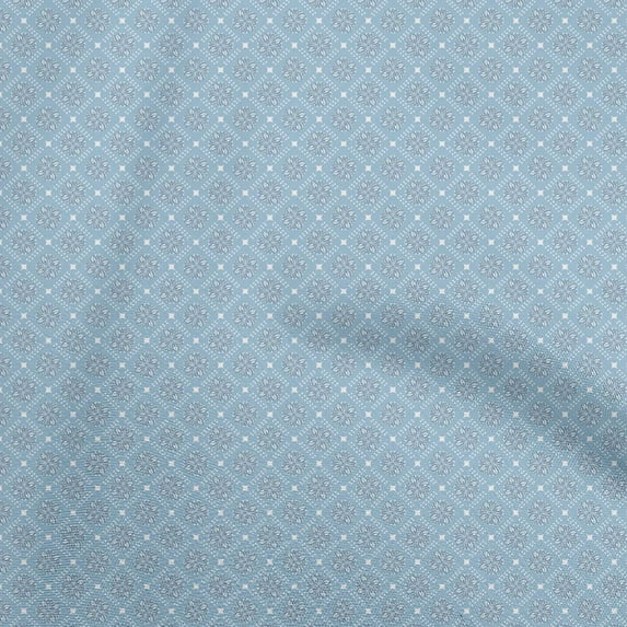 oneOone Velvet Dusty Blue Fabric Asian Floral Ornamental Fabric For Sewing Printed Craft Fabric By The Yard 58 Inch Wide