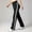 Black, variant on Women's High Waisted Flared Yoga Pants Side Stripe Wide Leg Workout Trousers for Gym & Casual Wear