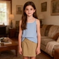 thumbnail image 4 of BFHHYA Girls Camisole Tops Fashion Striped Sleeveless Cami Tops Tween Cotton Linen Spaghetti Strap Tank Tops Size 4-14 Year, 4 of 7