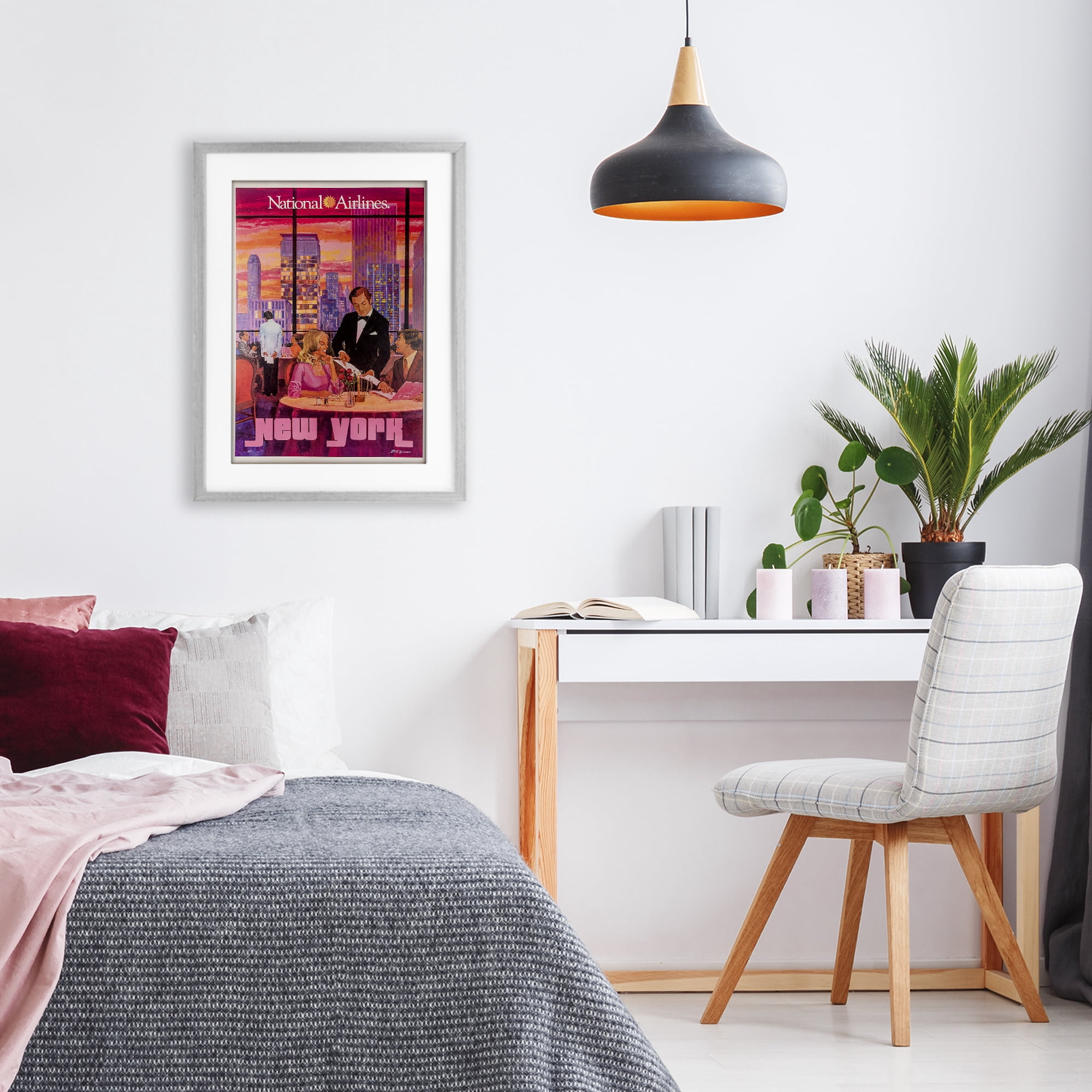 Stupell Industries Vintage New York Dining Gray Framed Print Under Glass, design by Vintage Posters