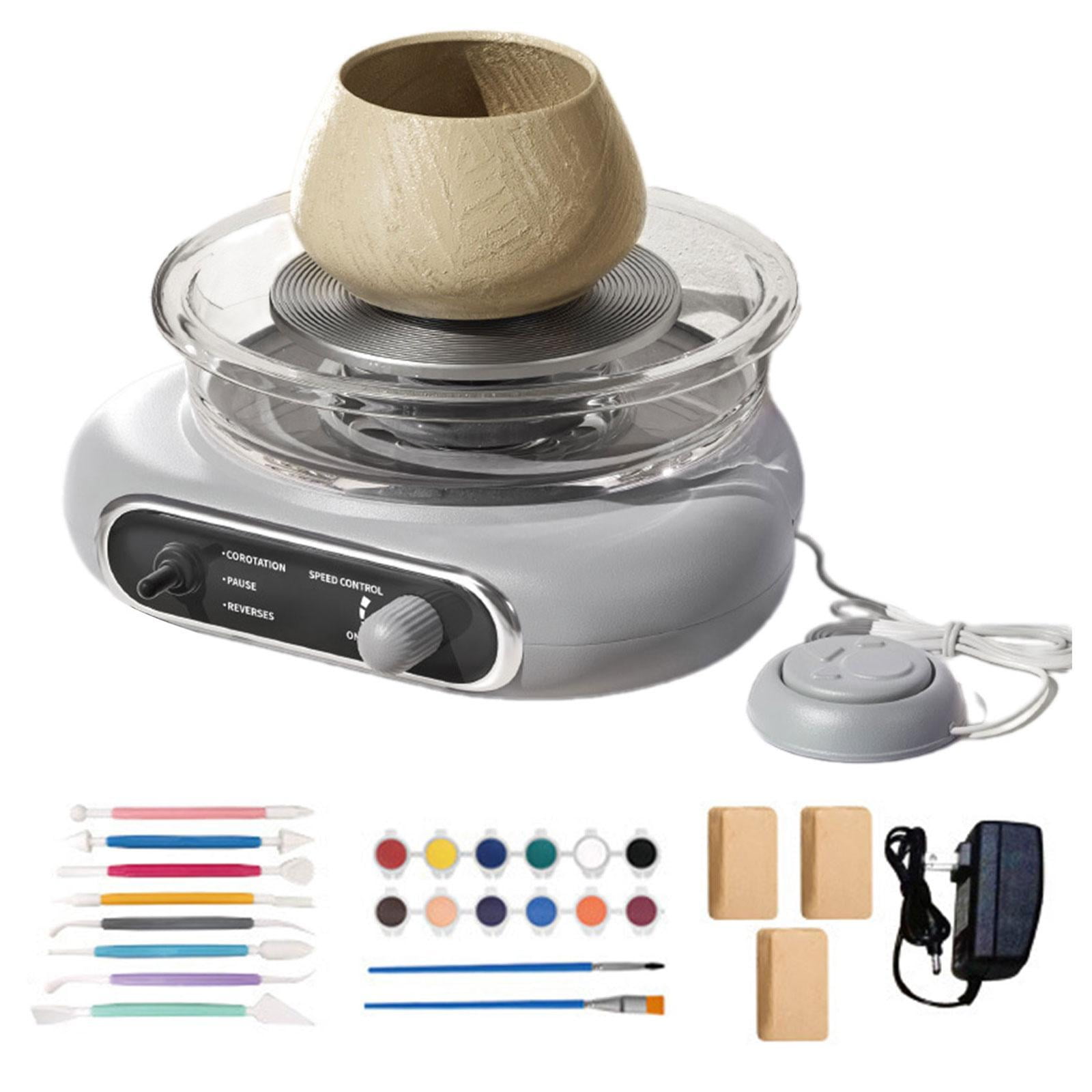 balikha Mini Pottery Wheel Kit with 8Pcs Sculpting Tools Compact Electric Clay Wheel for Children Adults Beginners DIY Craft Supplies Gray