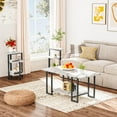 thumbnail image 2 of Stmoze Coffee Table Set with Storage Shelves, 3 Pieces Faux Marble Center Table with 2 End Tables, Modern Middle Table and 2 Side Tables Set, Living Room Table Set for Home, Office, White+Black, 2 of 7