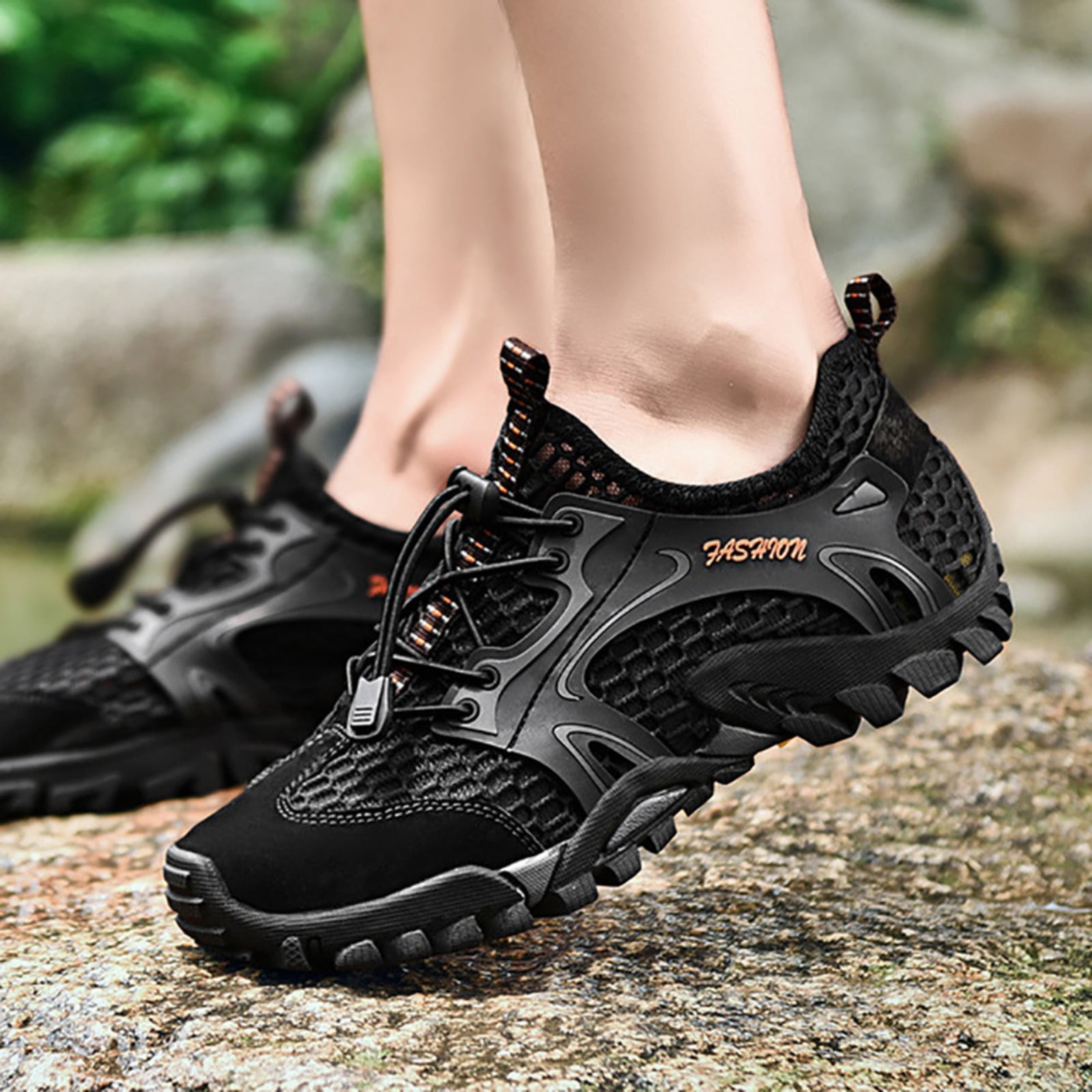 Mens Water Shoes Quick Dry Breathable Mesh Hiking Aqua Shoes Non Slip Outdoor Beach River Trekking Shoes
