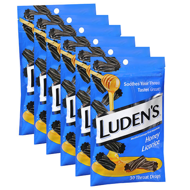 Ludens Cough Drops, Honey Licorice, 30 Drops/bag, pack of 6 Walmart