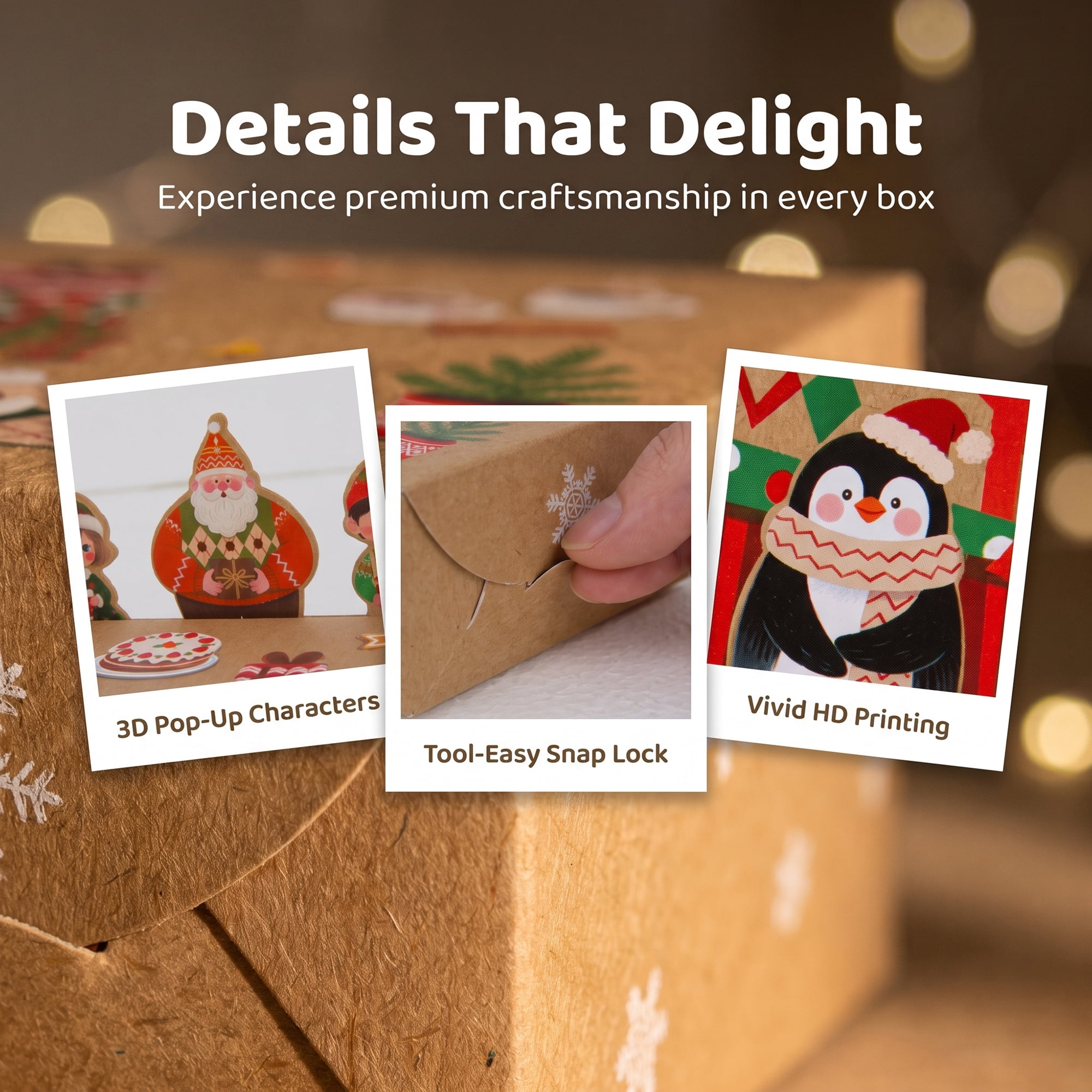 Unique Bargains Gift Box Featuring A Cartoon Christmas Pattern For Holiday Gifting Brown