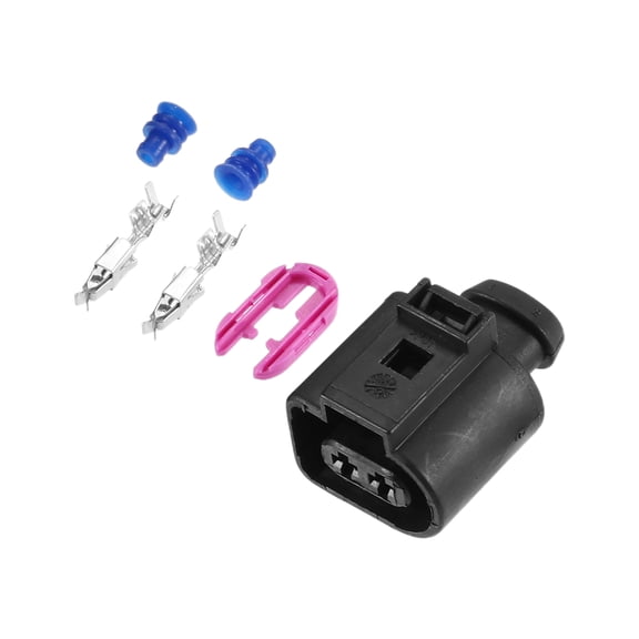 Unique Bargains 1 Set Horn Connector Black with 2pcs Terminals Waterproof Plug No.1J0973722 for Audi A6 2019-2020, Black