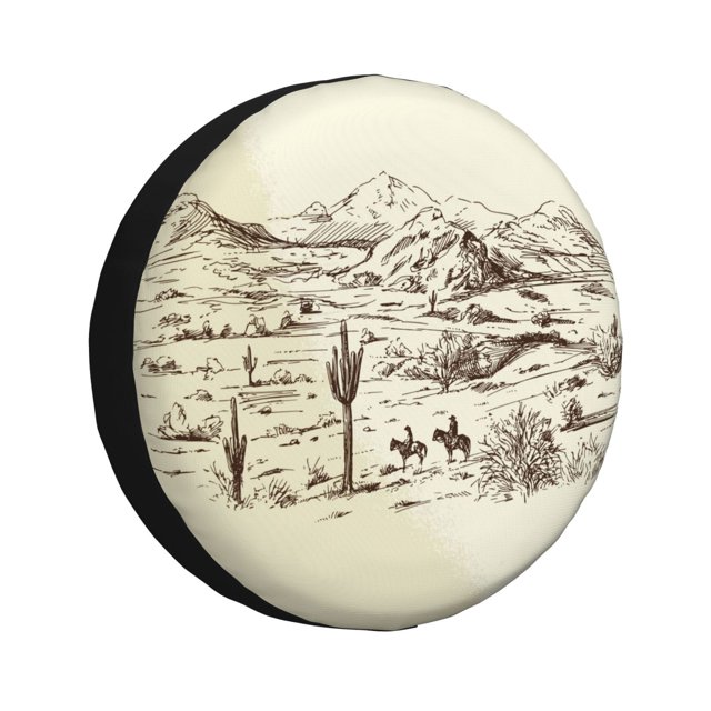 Balery Wild West Desert With Cowboys Cubiertas para Neumáticos - Protector Resistente para Neumáticos de Camioneta, SUV, Remolque, Camper y RV-16 inch