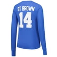 thumbnail image 3 of Women's Majestic Threads Amon-Ra St. Brown Blue Detroit Lions Player Name & Number Long Sleeve T-Shirt, 3 of 3