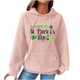thumbnail image 2 of Waffle Sweatshirt Hoodie Women,Women Oversized Hoodies Casual Irish Shamrock Letter Print Waffle Long Sleeve Pullover Top Hooded Sweatshirt with Pocket, 2 of 4