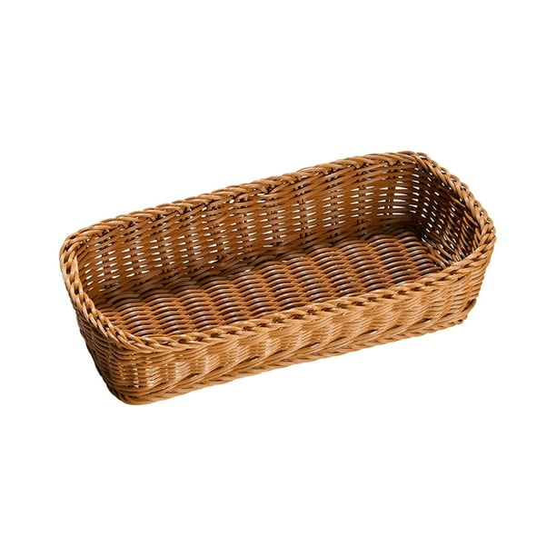 Bandeja para cubiertos de ratán sintético, cesta de picnic, cestas de pan tejidas para encimeras 29cmx13cmx7cm