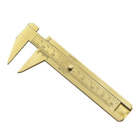 RABBITH Brass 80mm Sliding Metric and Inch Mini Caliper Gauge Retro Vernier Caliper Bead Wire Jewelry Measuring Tool Golden
