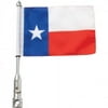 Diamond Plate 3pc Motorcycle Flagpole Mount With Texas And Usa Flag- Tx/usa