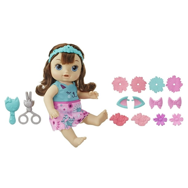 Baby Alive Snip 'N Style Baby Brown Hair Talking Doll with Bangs that