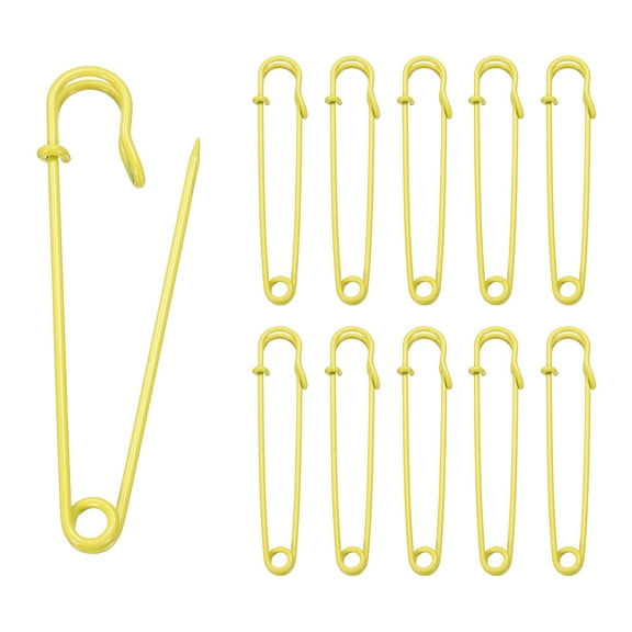 Uxcell 20pcs Safety Pins 4 Inch (100mm) Baked Paint Steel Large Safety Pin Heavy Duty Sewing Safety Pins Bulk for Clothes Sewing Arts DIY Crafts, Yellow