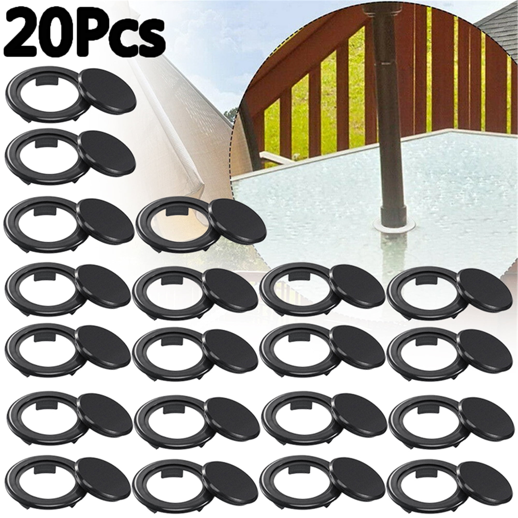 Elbourn 20Pcs 2 Inch Table Umbrella Hole Ring and Cap Set for Outdoor