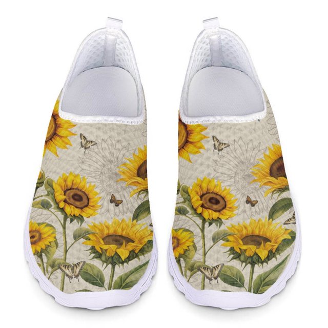 Chaussures Plates d'Infirmière pour Femmes Motif Tournesol Mignon Été