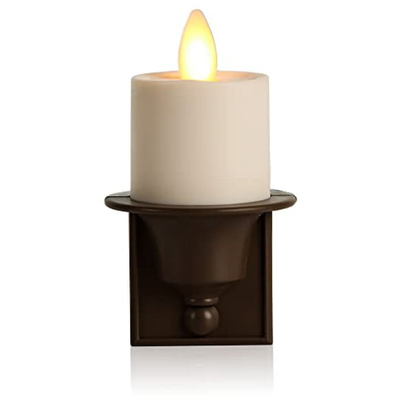 Luminara Flameless Candle Nightlight - Patented Flickering Real-Flame Effect Technology Mimics Real Candle - Plugs into Outlet - Dusk to Dawn Sensor Auto Switch On/Off - Safe for Families Kids Pets