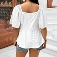 thumbnail image 3 of ECZHAW Womens Plus Size Tops Neck Short Sleeve Eyelet Embroidery Summer Loose Peplum Shirts, 3 of 6