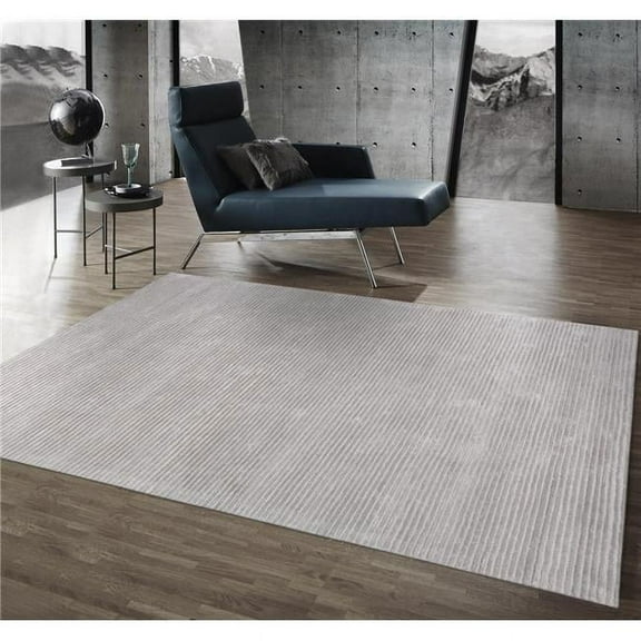 Pasargad Home Edgy 12' x 15' Hand-Tufted Silk and Wool Silver/Grey Rug, For Indoor Space and all Age of Group