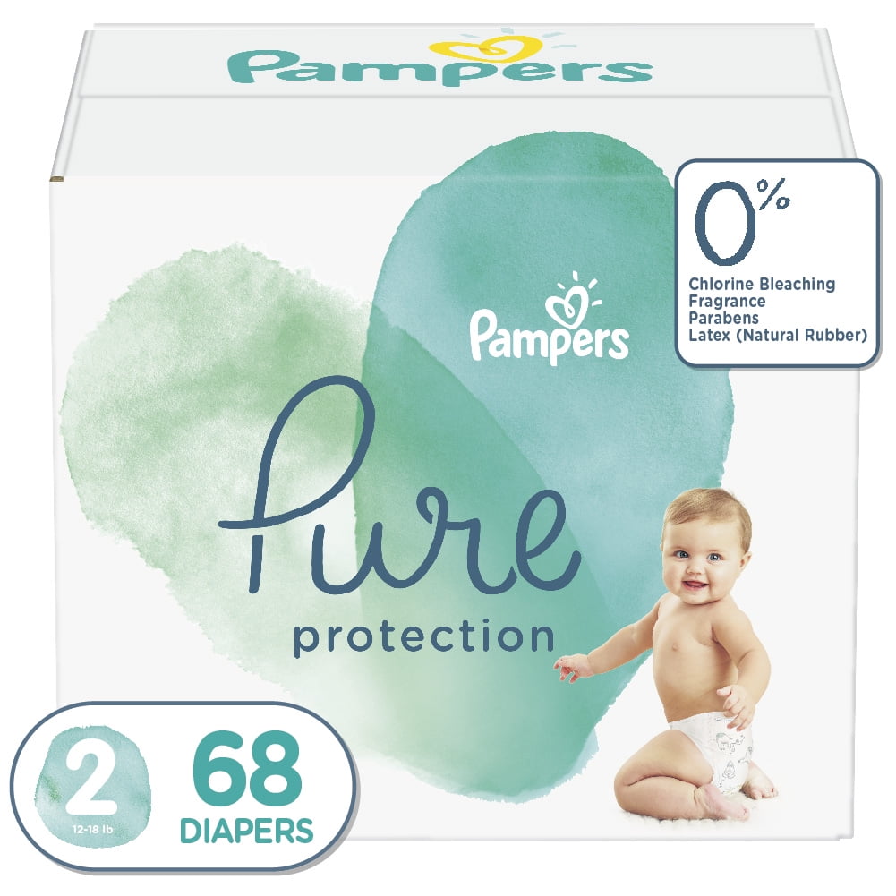 Pampers Pure Disposable Baby Diapers Hypoallergenic Fragrance Free 68 Diapers 