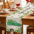 thumbnail image 5 of St. Patrick's Day Table Runner - 60 Inch Long Green Truck Lucky Shamrocks Flags Retro Cotton and Linen Blended Dress Scarves Farmhouse Table Runner for Kitchen Dining, Coffee Table, 13" x 60", 5 of 8
