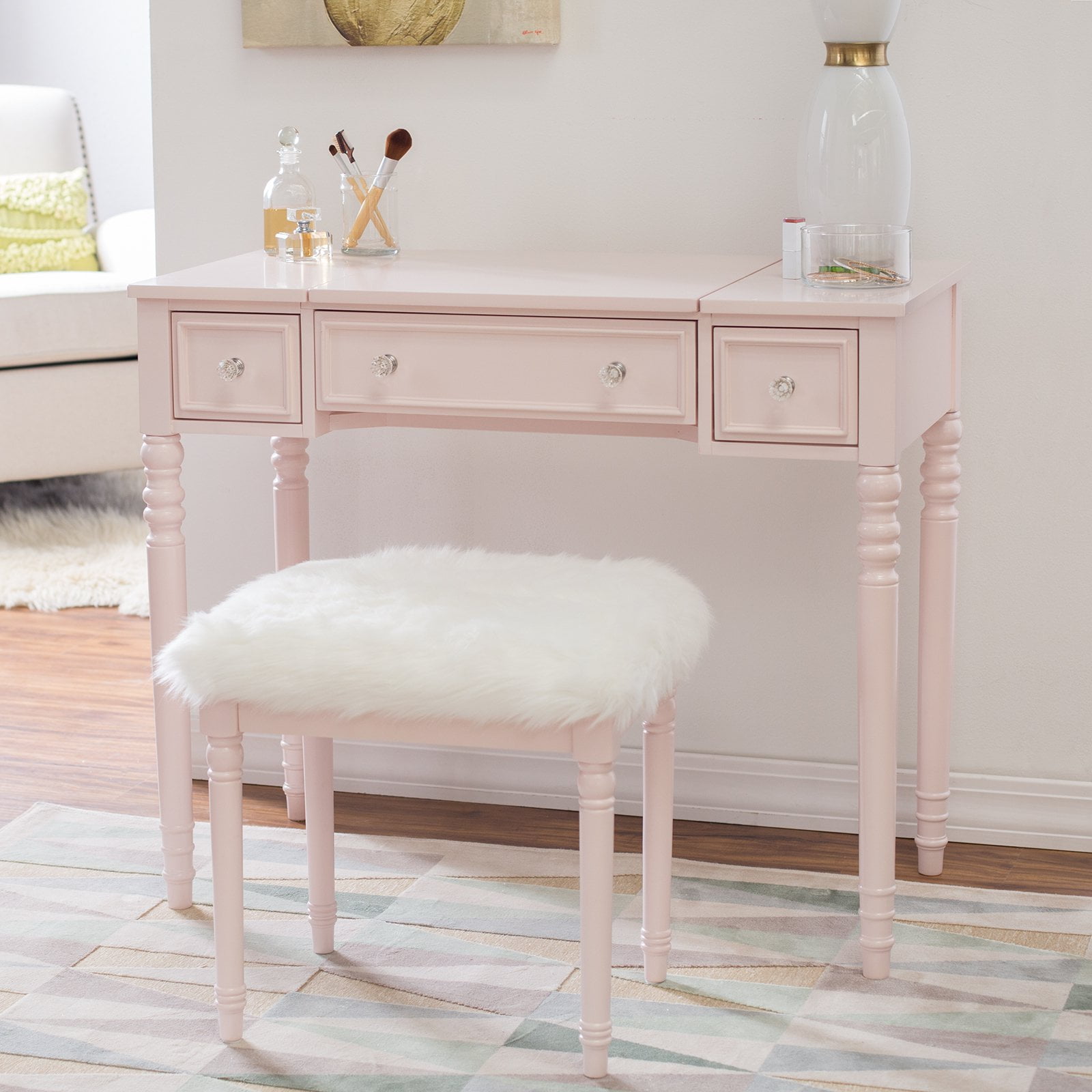 Linon Biltmore Vanity Set Blush Com