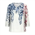 thumbnail image 5 of Mifsaly Women Silk Shirts Plus Size Womens 3/4 Sleeve Tops Boho V-Neck Vintage Print Vacation Tshirts Loose Beach Summer Blouse 2026 Trendy Workwear L, 5 of 5