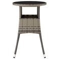 thumbnail image 2 of vidaXL Garden Table Ø60x75 cm Tempered Glass and Poly Rattan Grey, 2 of 4