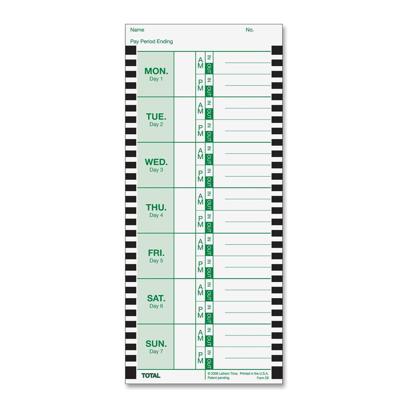 Lathem Thermal Time Clock Weekly Attendance Cards