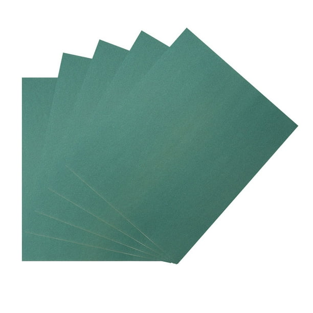 Uxcell Papel de lija de carburo de 320 granos, papel de lija húmedo y seco, silicona verde, 5 piezas