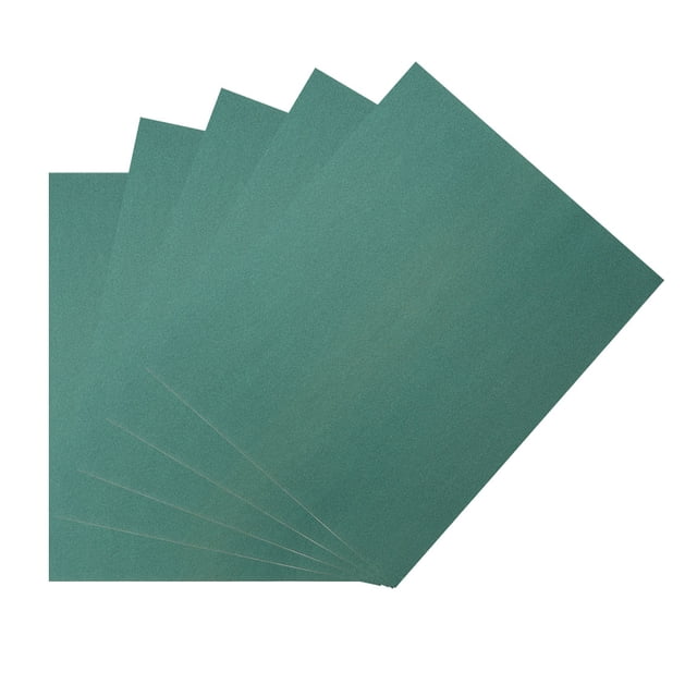 Uxcell Papel de lija de carburo de 320 granos, papel de lija húmedo y seco, silicona verde, 5 piezas