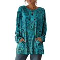 thumbnail image 4 of Long Sleeve Shirts for Women Pocketed Long Sleeve Casual Legging Match Work Blouse Womens Shirts Dressy Casual Blue L, 4 of 5