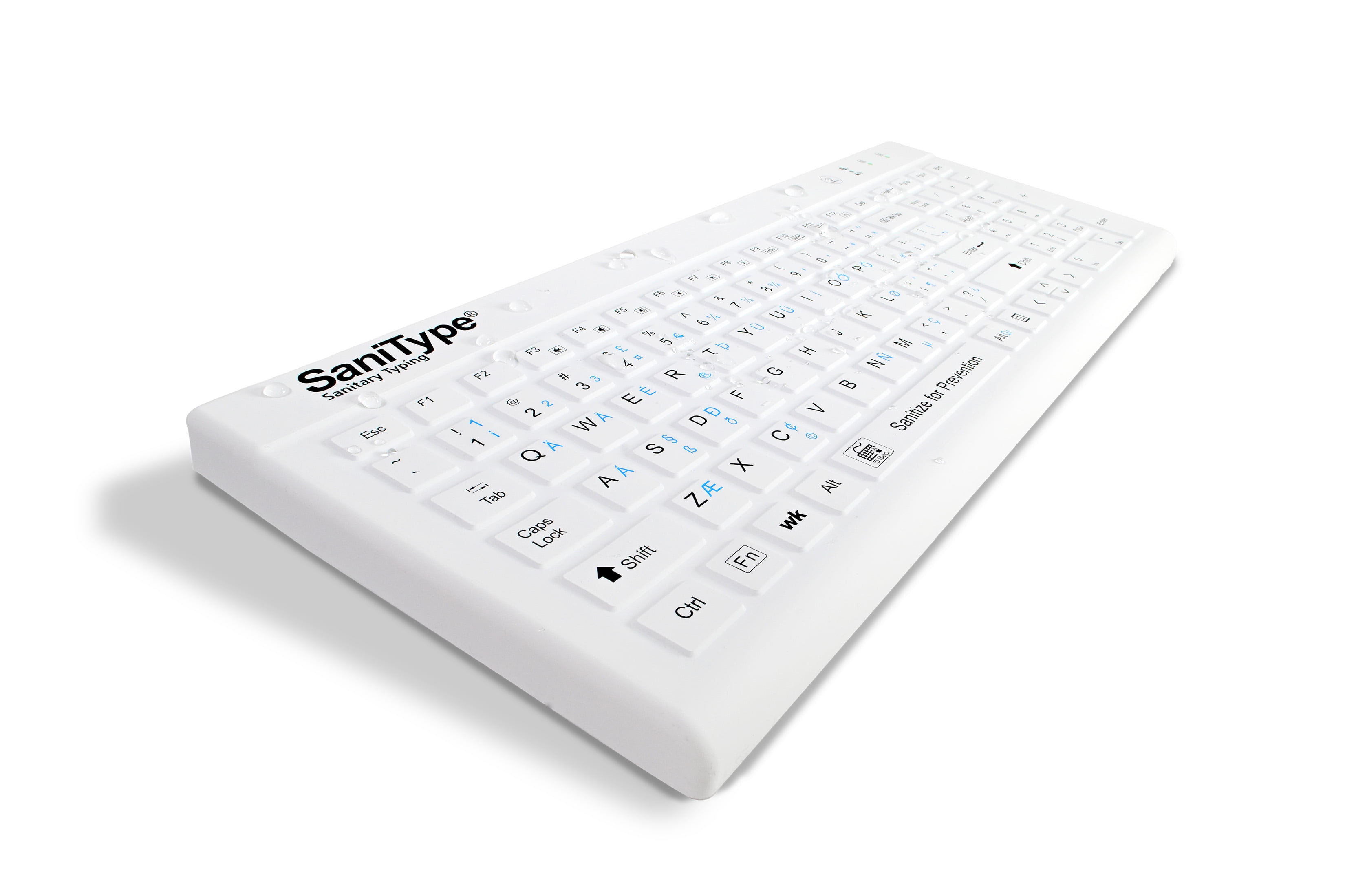 SaniType 'Blue Connect' Professional-grade Rigid Silicone Washable Wireless Bluetooth®; Keyboard with ON/OFF Switch (BT) (White) | KBSTRBT99Si-W