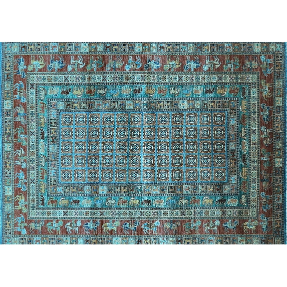 Ahgly Company Indoor Rectangle Oriental Light Blue Industrial Area Rugs, 2' x 4'